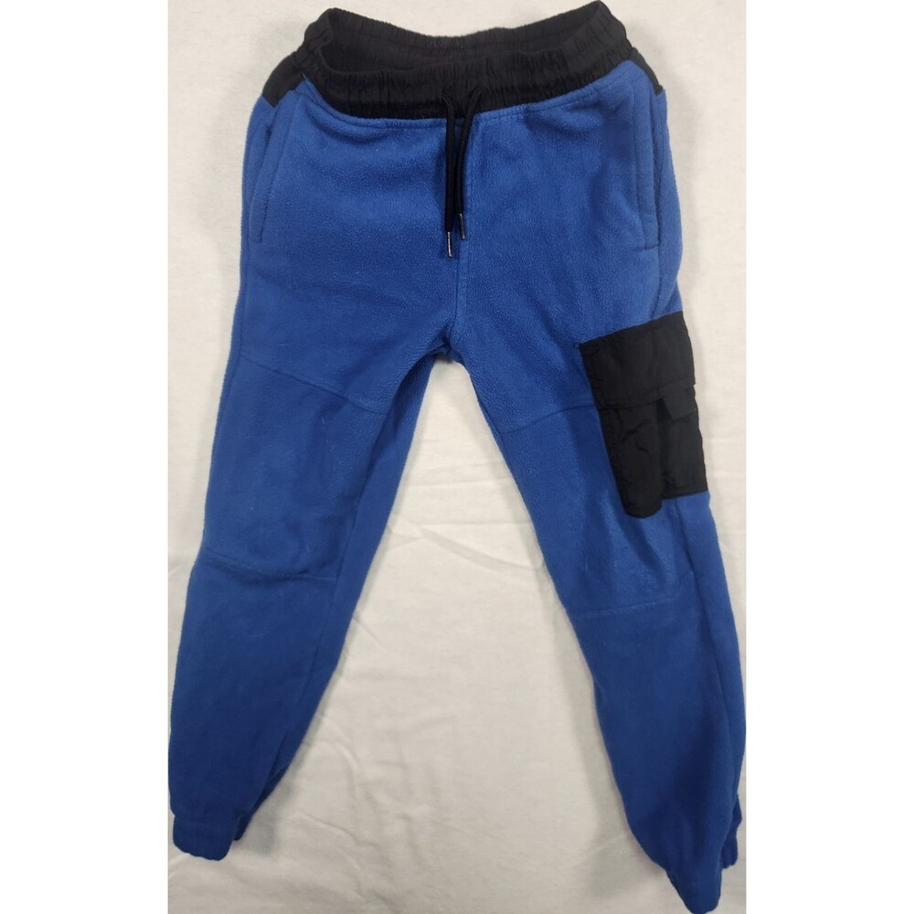 Athletic Works Boys Fleece Jogger Pants Blue Black M (8) Elastic Waist Pockets